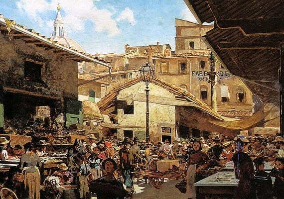 Telemaco Signorini, View of Mercato Vecchio (Old Market) facing the Jewish ghetto of Florence, 1882