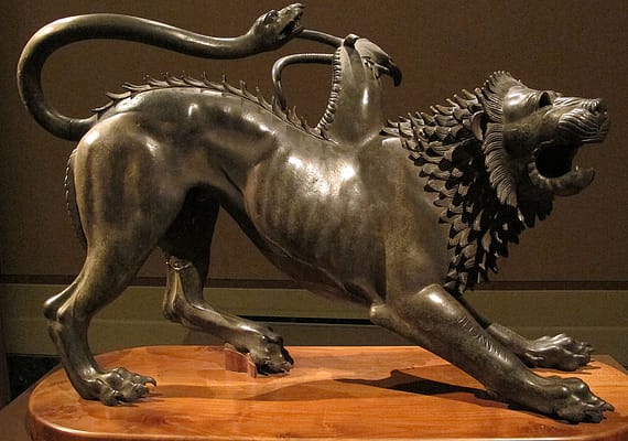 Statue of Arezzo's Chimera (V cent. BCE) found in 1533 and revered by the Medici family.